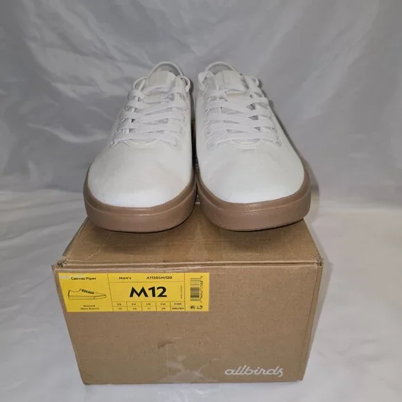 Allbirds Canvas Piper in Blizzard/Bark Brown, M 12, New in Box, Limited Edition - Picture 2 of 8